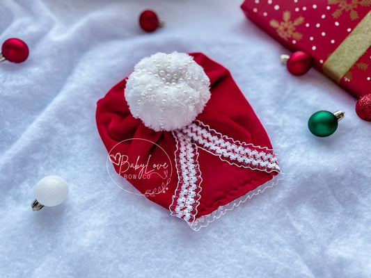 Santa Baby | Velvet & Lace Embroidered Headwrap kit