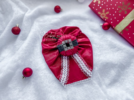 Little Miss Claus | Holo & Lace Embroidered Headwrap