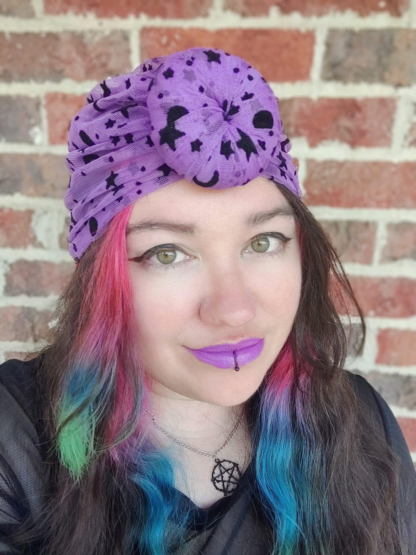 Purple Mesh Celestial Turban + Wraps