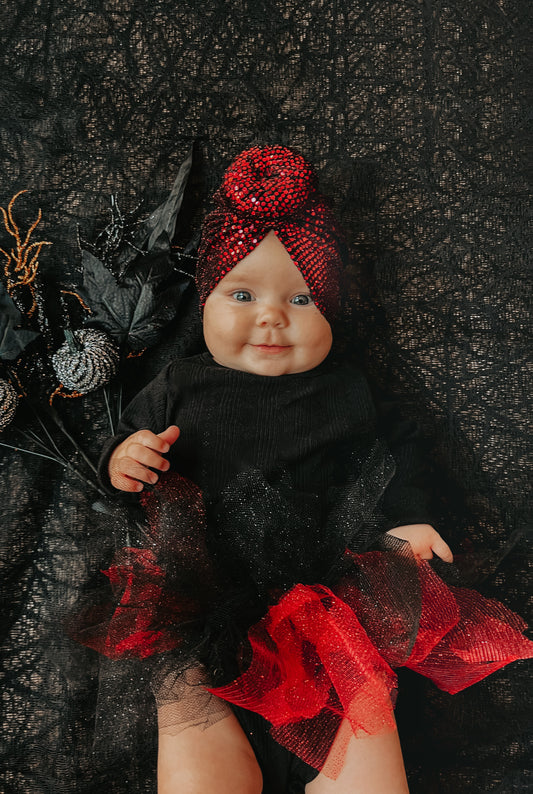 Spooky Sparkly Ruby Red Turbans + Wraps
