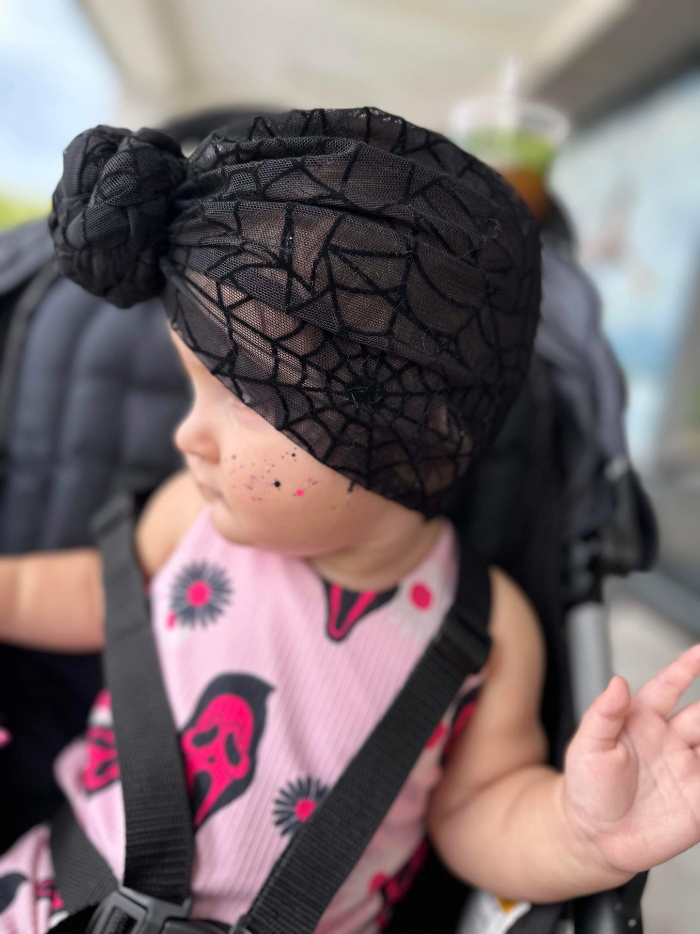 Black Mesh Spiderweb Turbans + Wraps