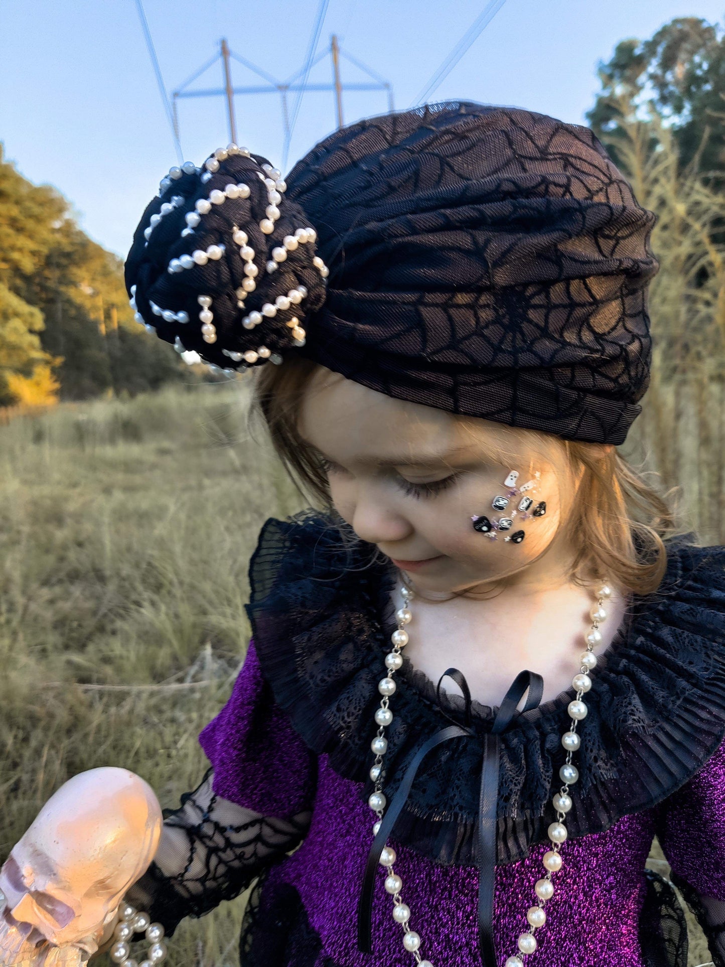 Spooky Mesh Spiderweb Turban Artisan Braid