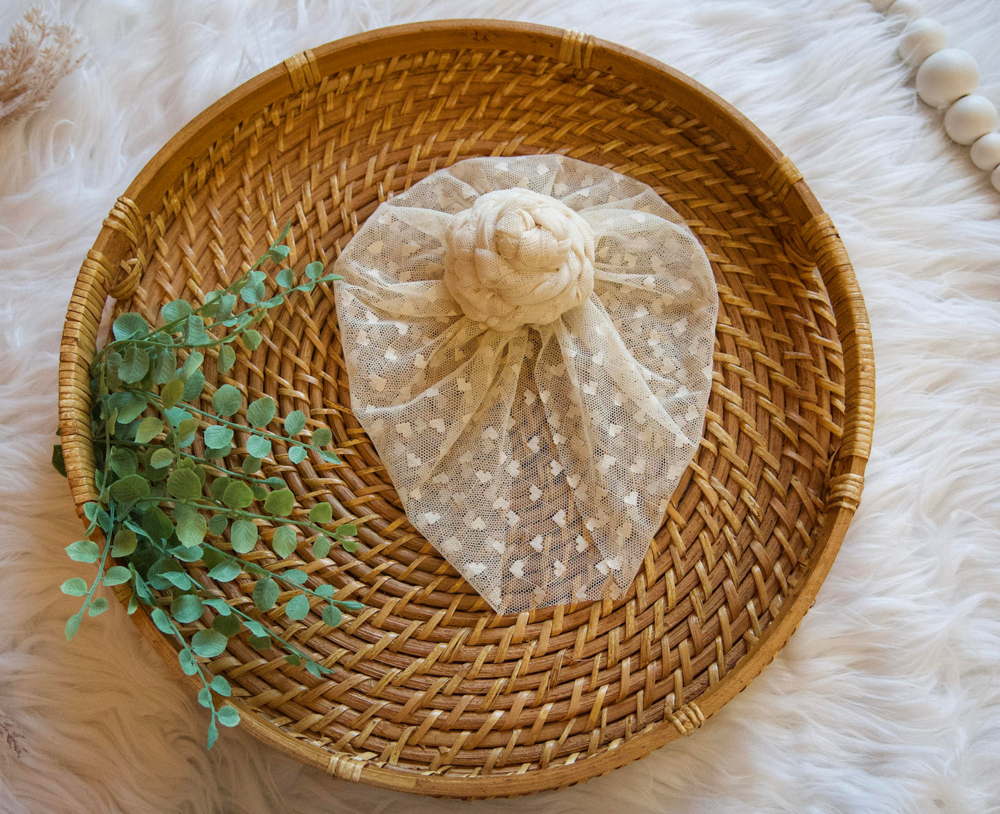 Oatmeal Cream Hearts Light & Airy Mesh Turban