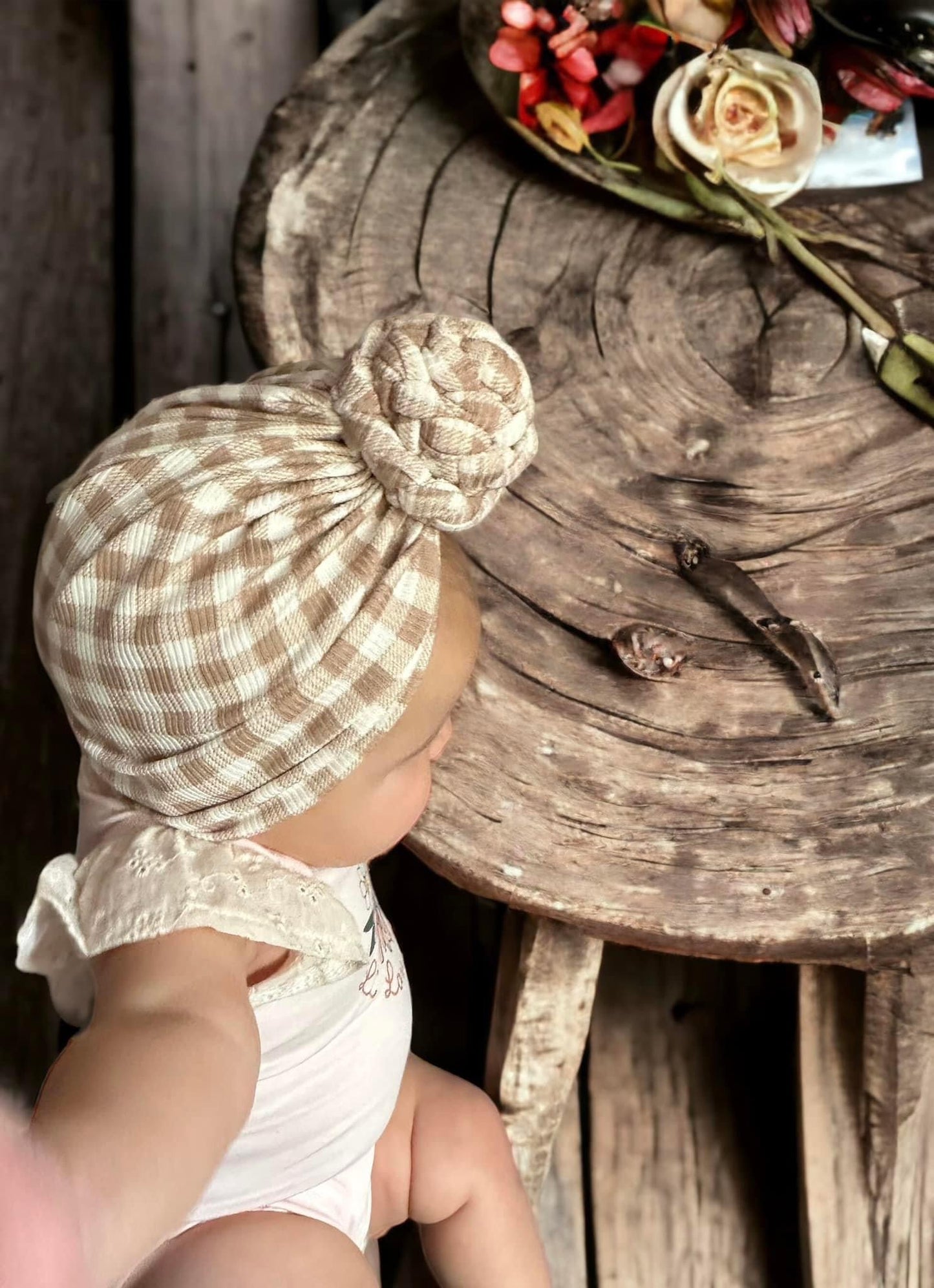 Gingerbread Gingham Turban