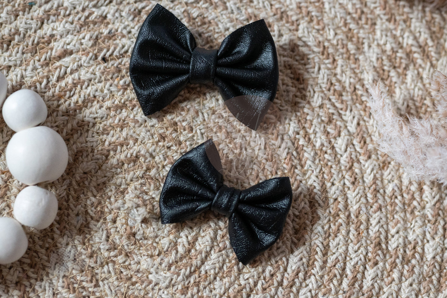 Matte Black Pleather Bow