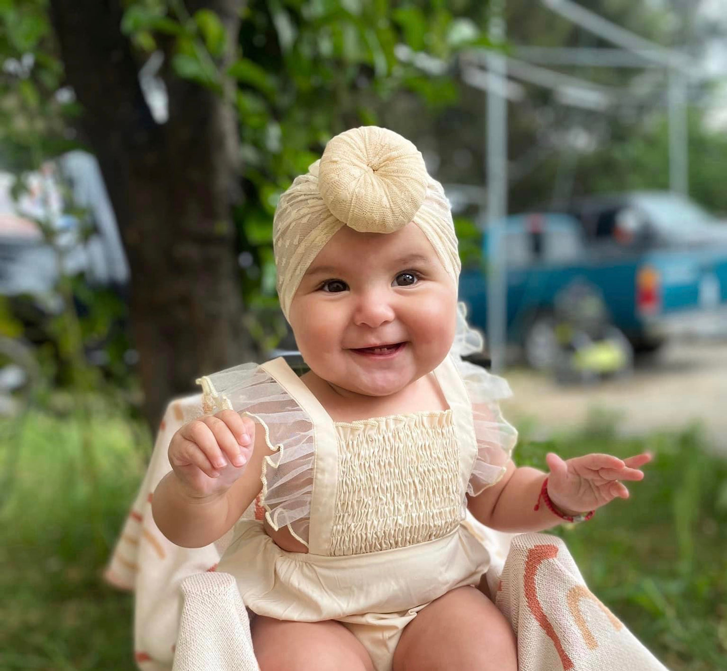 Oatmeal Cream Hearts Light & Airy Mesh Turban