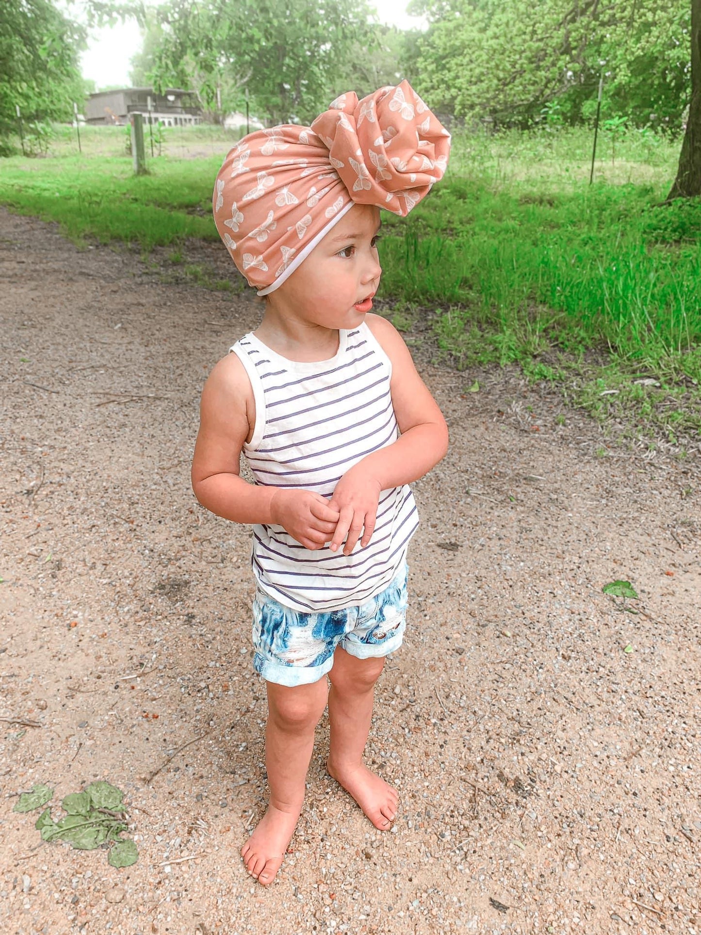 Butterfly Kisses Peachy Nude Turban