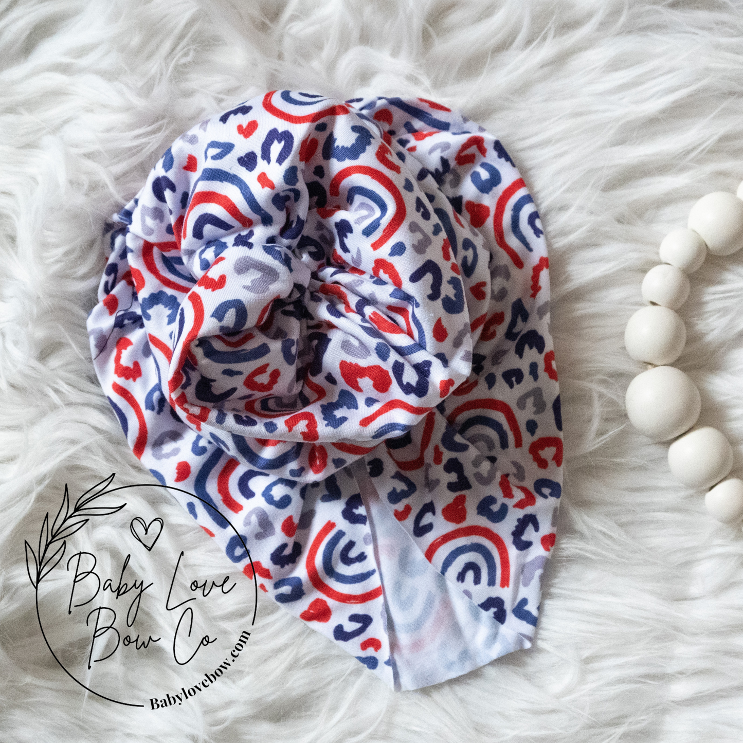 Soft Knit Turban in “Patriotic Rainbow”