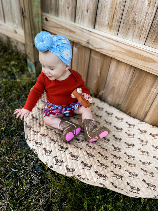 Soft Knit Turban in “Blue Daisy”