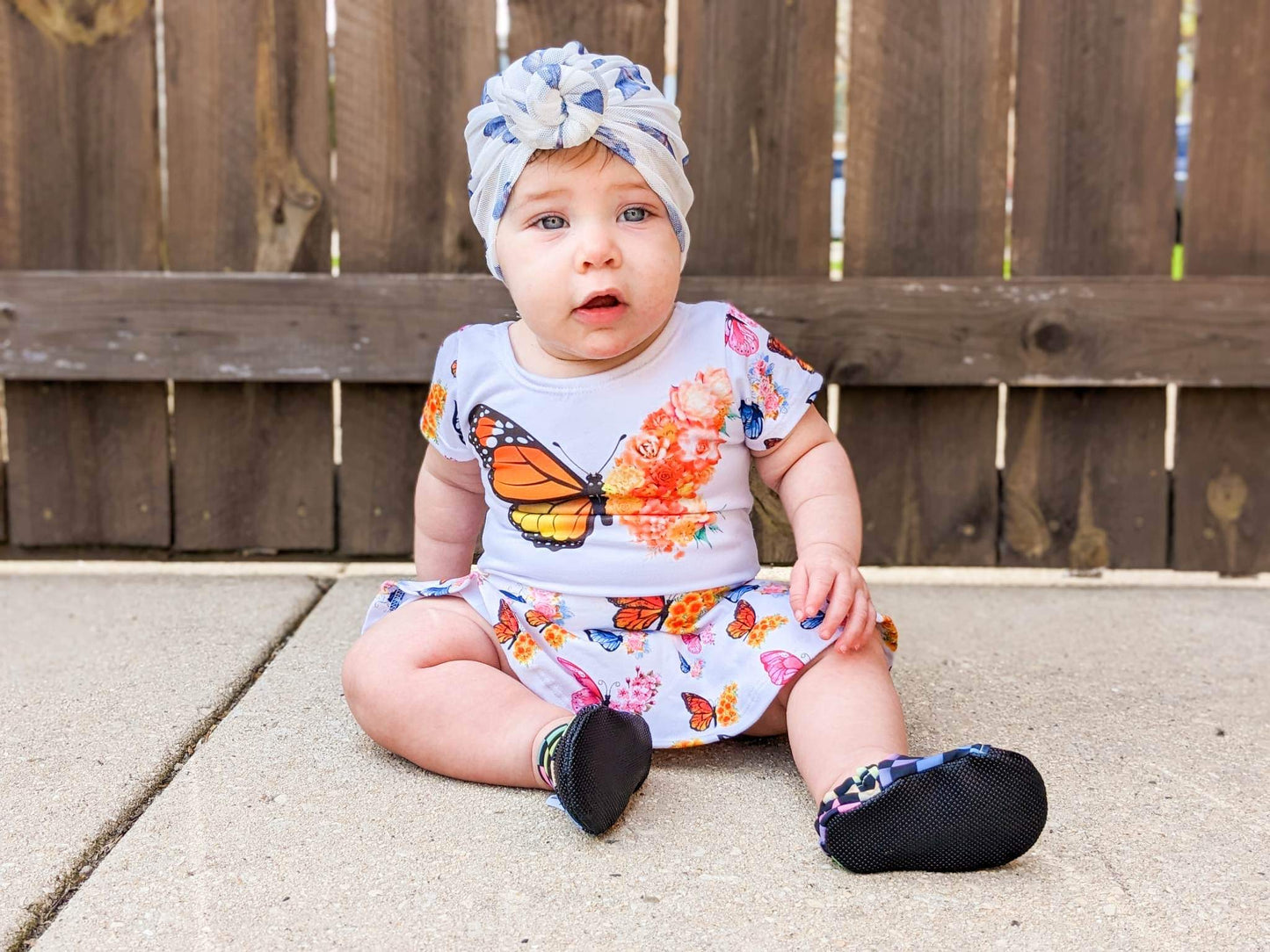 Light & Airy Mesh Blue Butterfly Turban